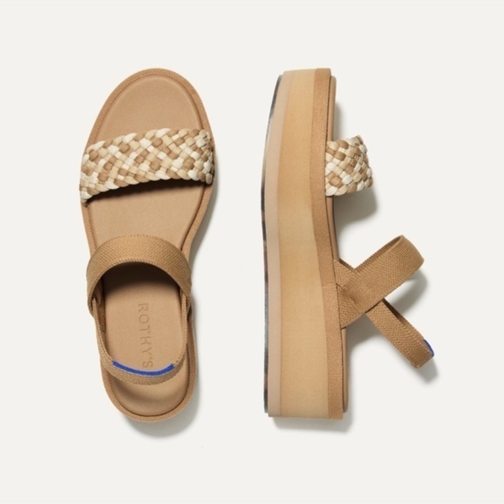 Rothy's The Lightweight Wedge Sandal - Beach Sand Woven Size 10.5